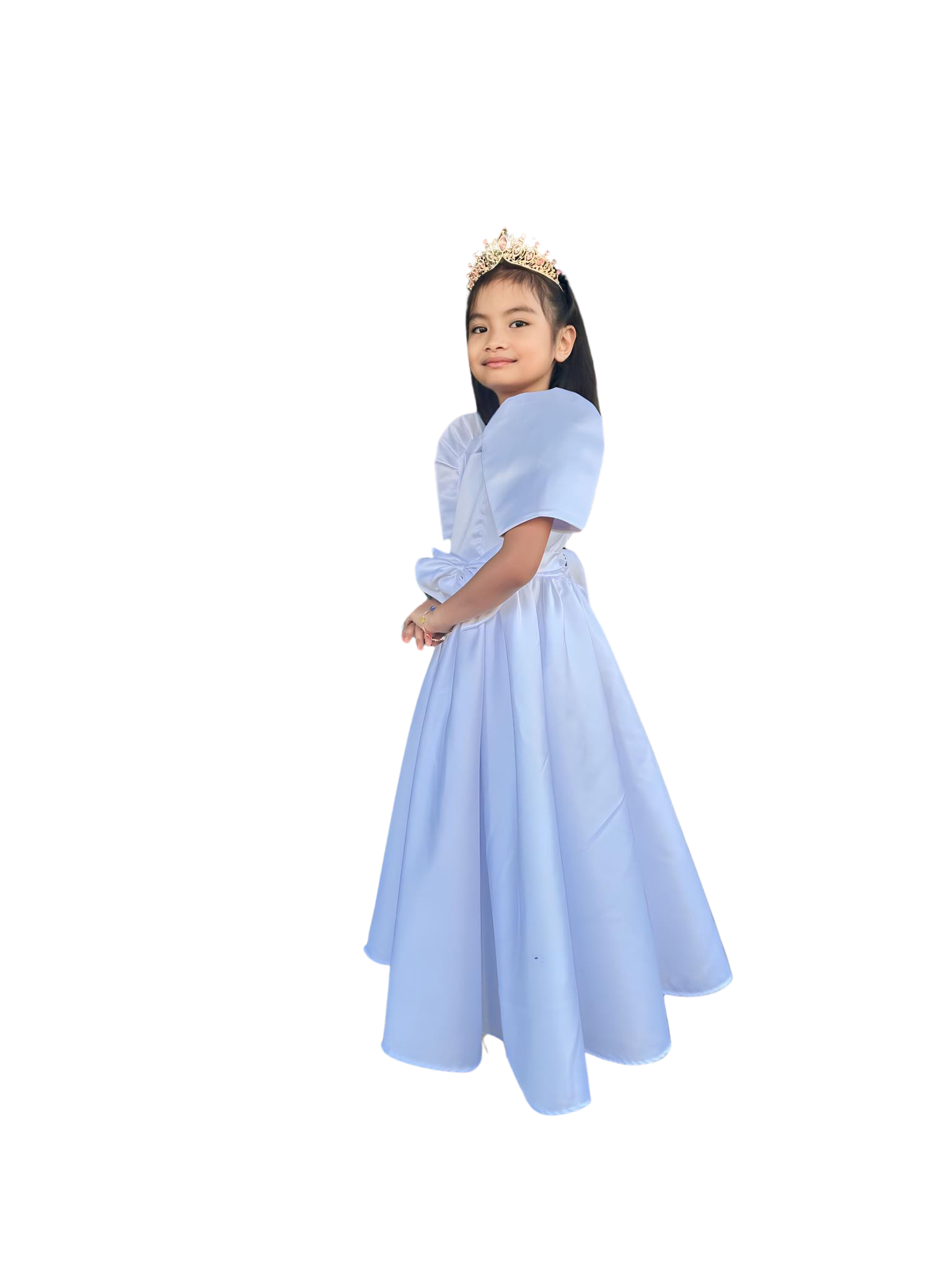 Elegant Filipiniana Flower Girl Satin Duchess