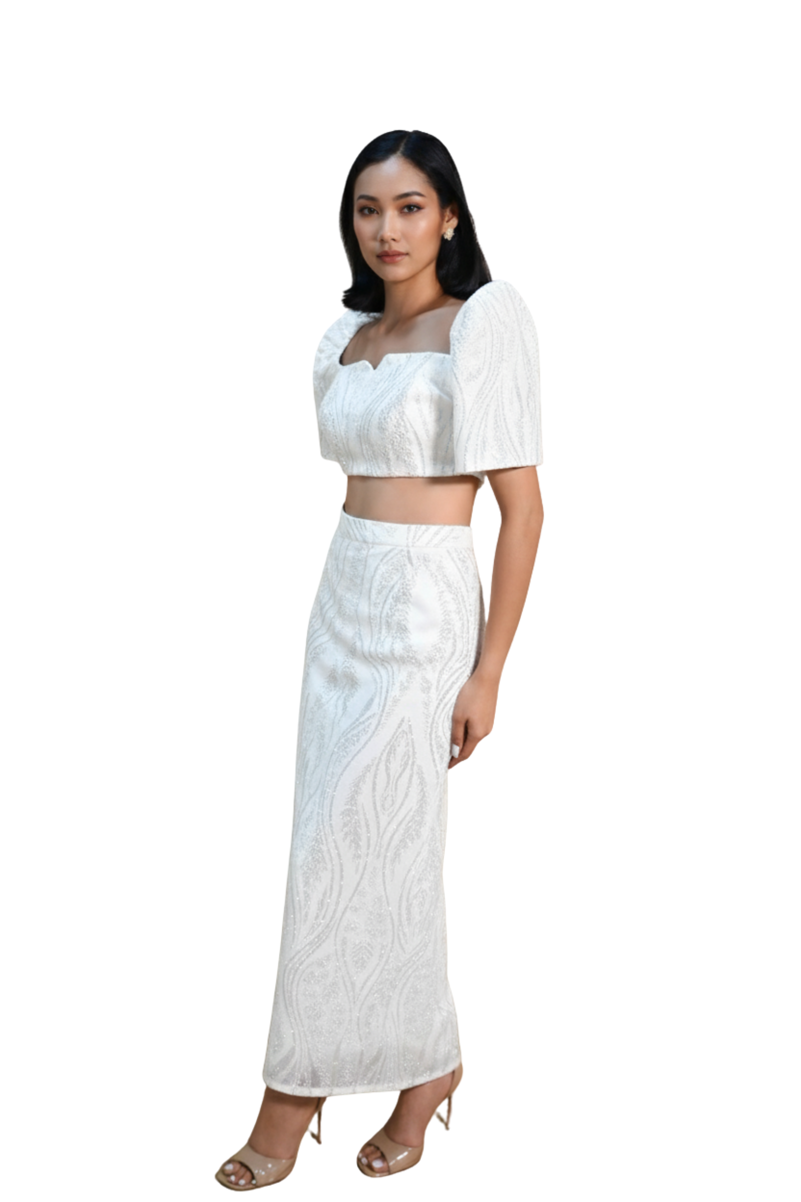 White Filipiniana Top and Skirt 