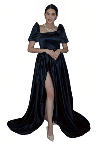 Midnight Elegance Black Modern Filipiniana Gown - Yen - JB606