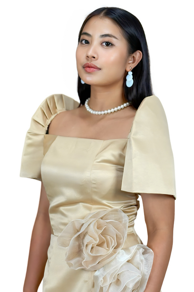 Champagne Filipiniana Dress for Women