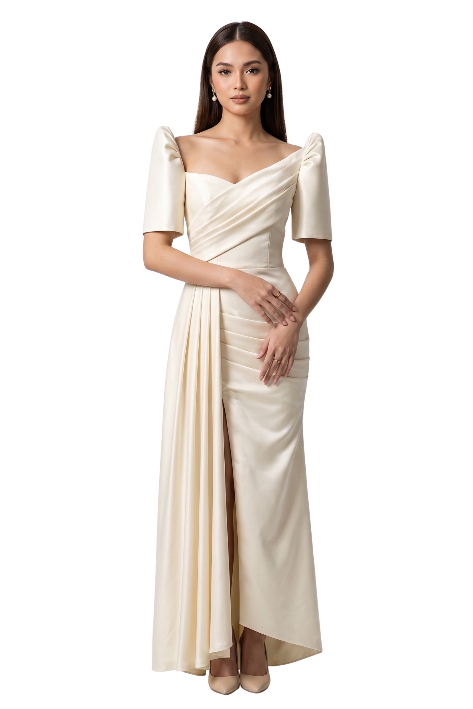 Premium Duchess Filipiniana Draped Gown - Hannah SF011