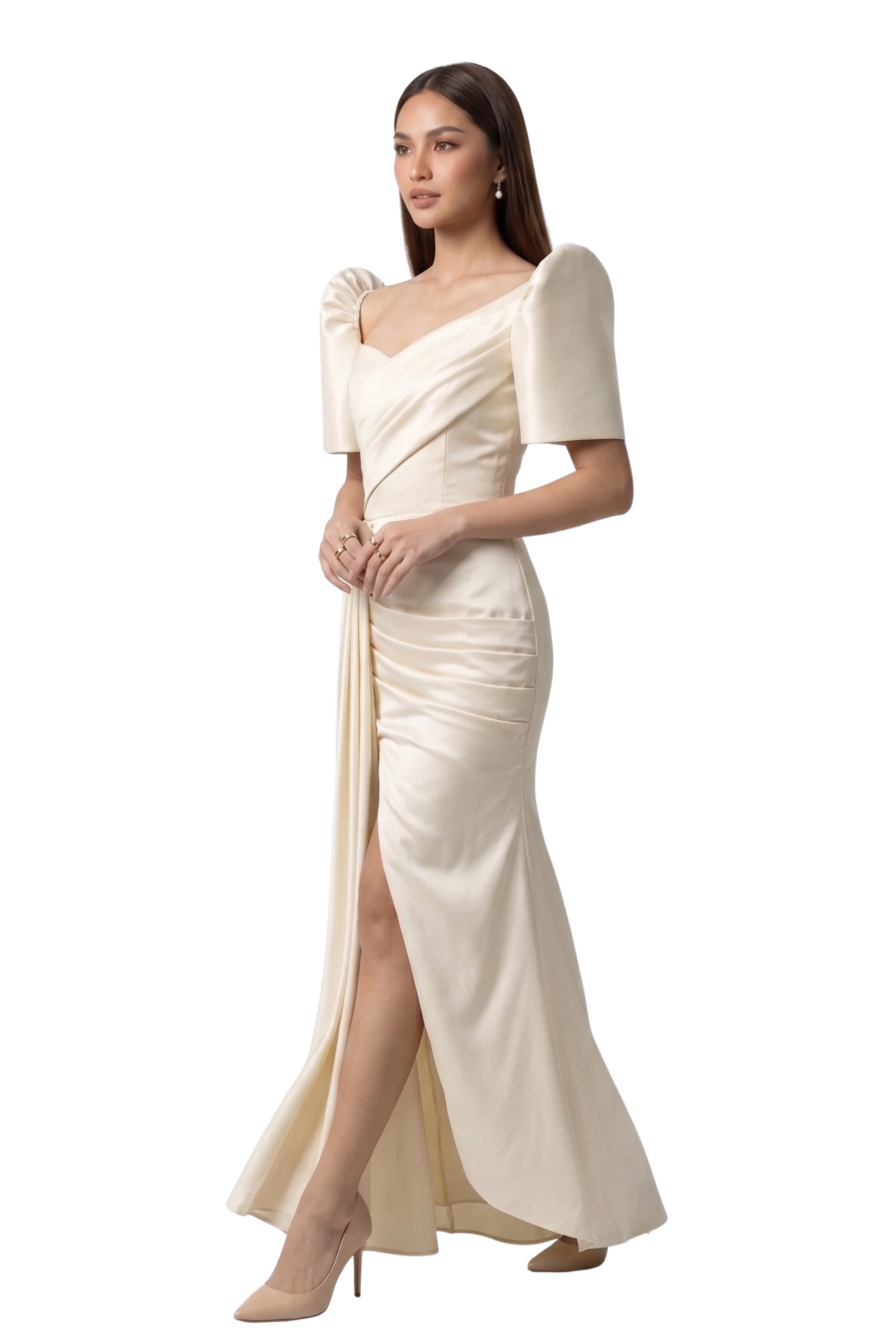 Premium Duchess Filipiniana Draped Gown - Hannah SF011