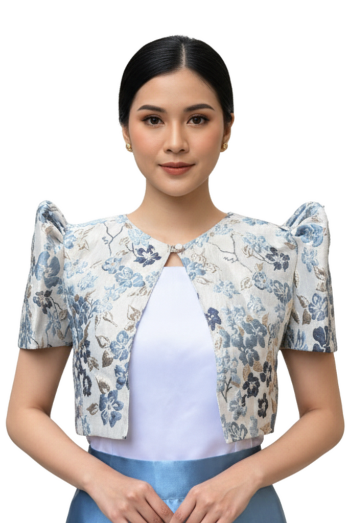 Blue Brocade Modern Filipiniana Bolero 