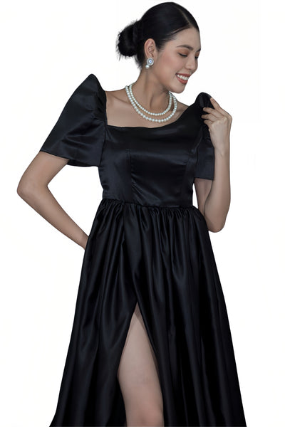 Midnight Elegance Black Modern Filipiniana Gown - Yen - JB606