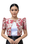 Red Floral Filipiniana Bolero Set - Belle - JP004