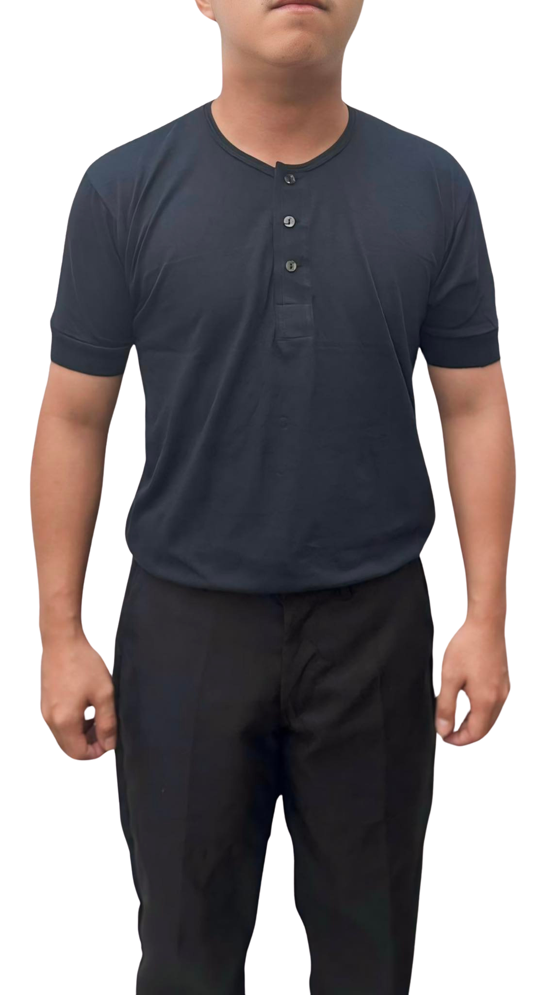 Black Camisa De Chino Undershirt Short Sleeve | JB005