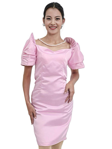 Duchess Pink Modern Filipiniana Dress - Julia - JB302