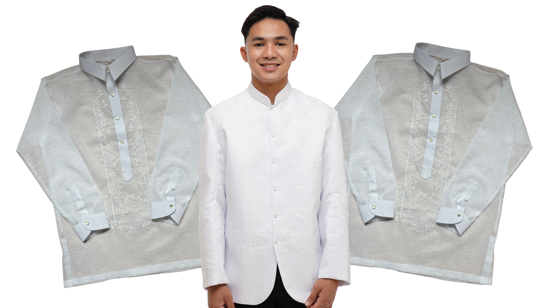 The White Groom & Groomsmen Barong Tagalog Package - JCS21