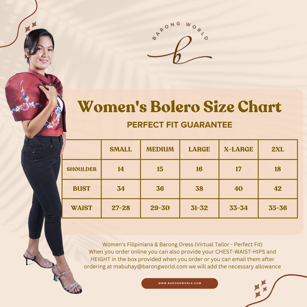 Women's Silk Cocoon Beige Modern Filipiniana  Bolero - MRA03