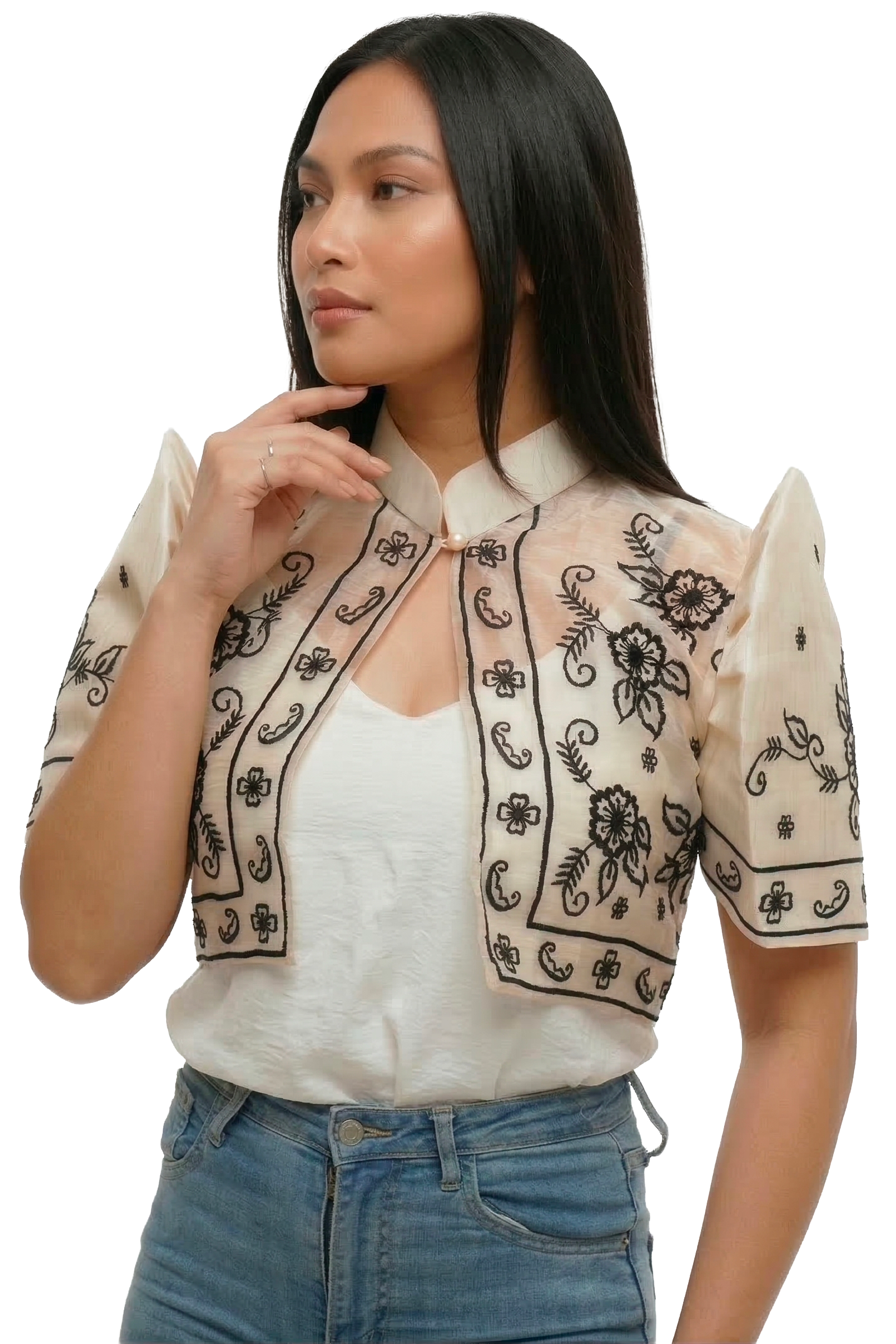 FLower Emriodered Filipiniana Bolero