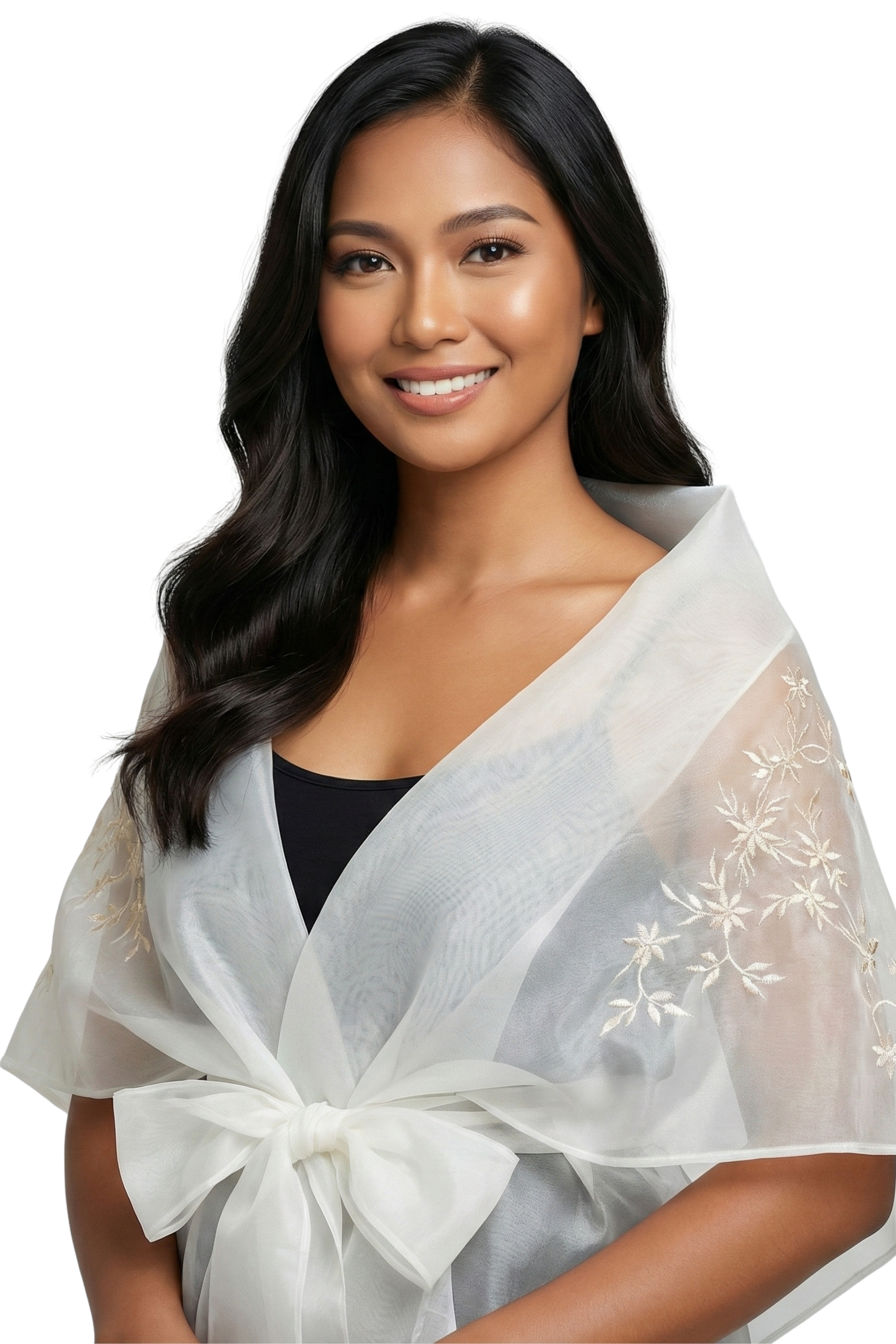 Classic White Filipiniana Panuelo 