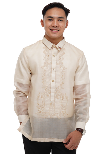 Golden Premium Barong Tagalog Coat and Premium Piña Cocoon Classic Elegant Barong Tagalog Groomsmen Package - JCS22