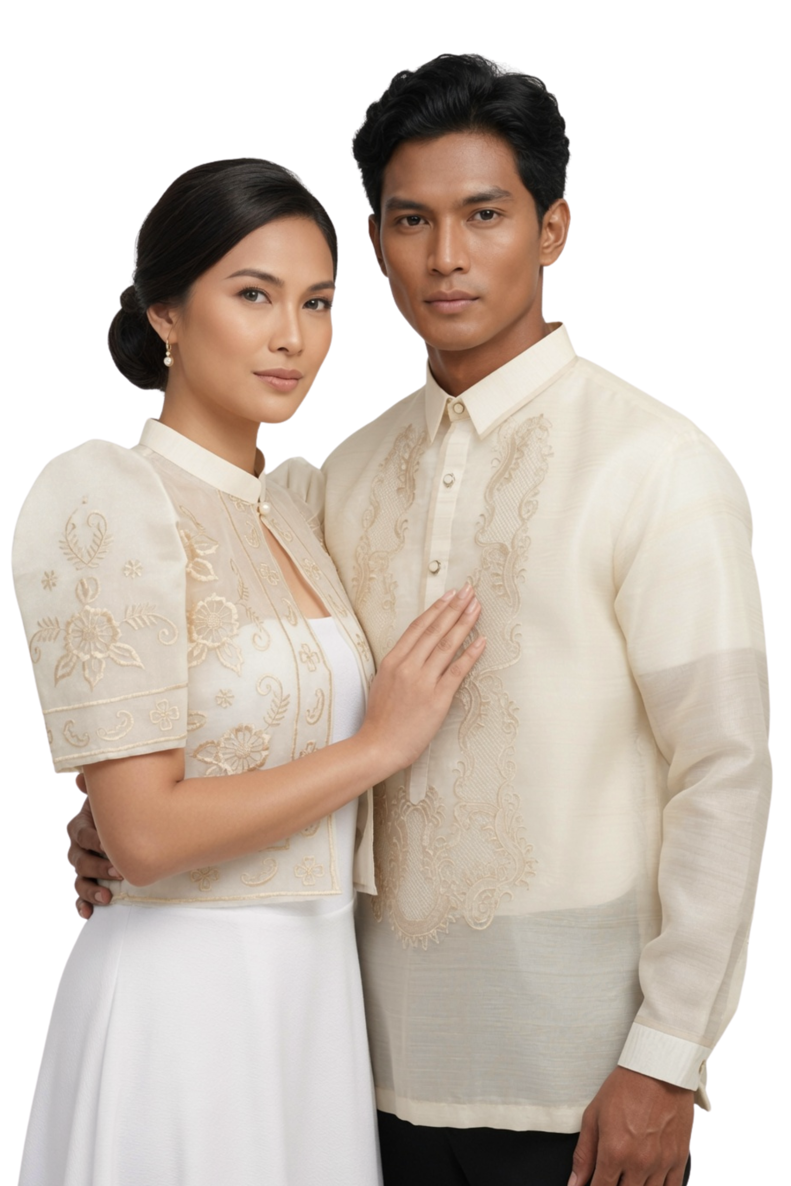 Couple Set Organza Barong Tagalog with Lining + Organza Filipiniana Bolero - BW015