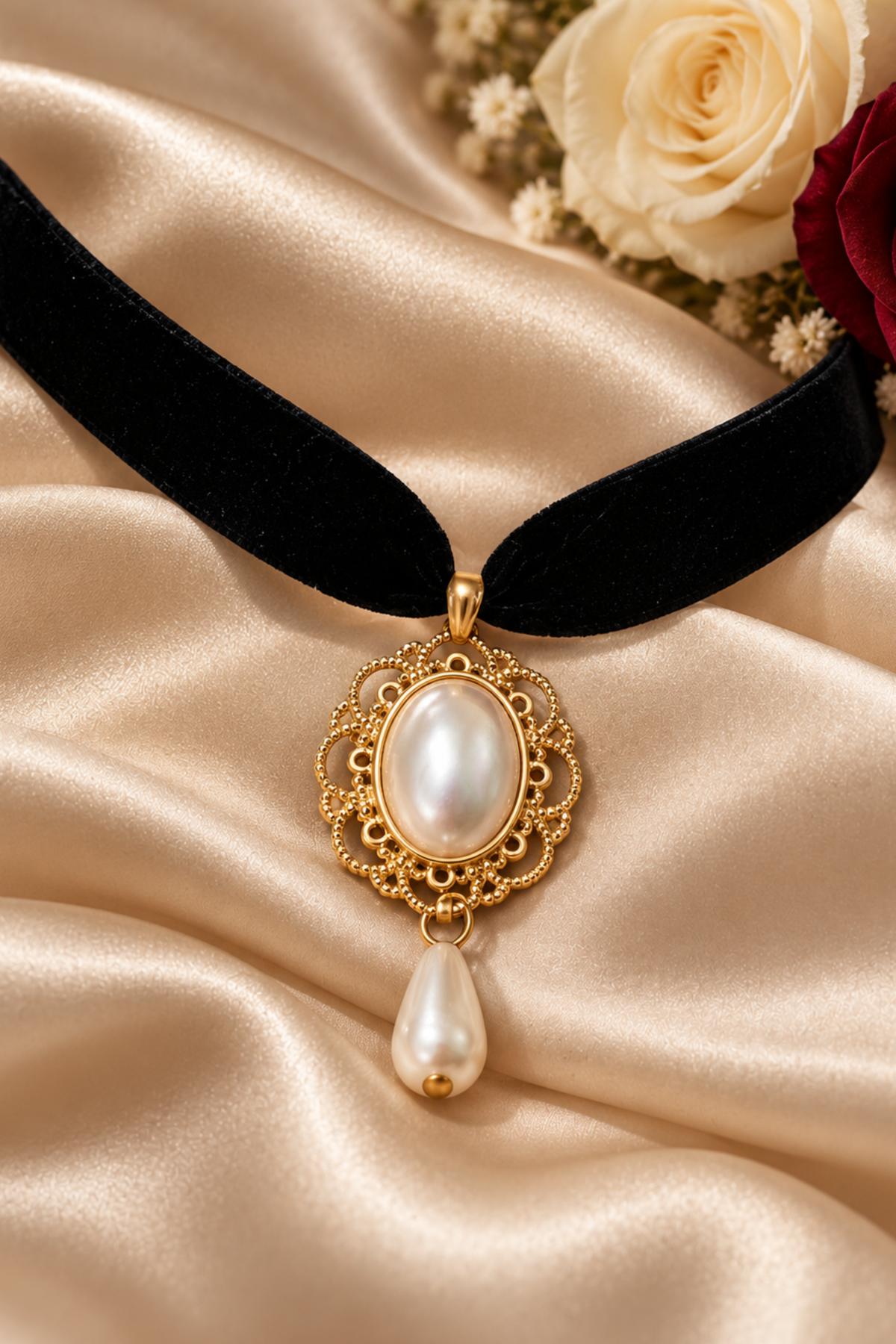 Vintage Pearl Pendant Choker - LZ015