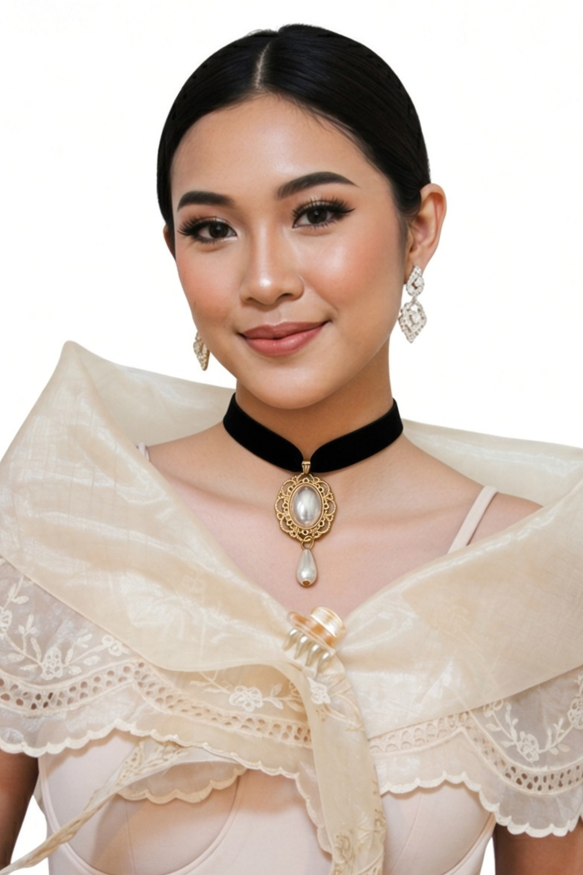 Vintage Pearl Pendant Choker - LZ015