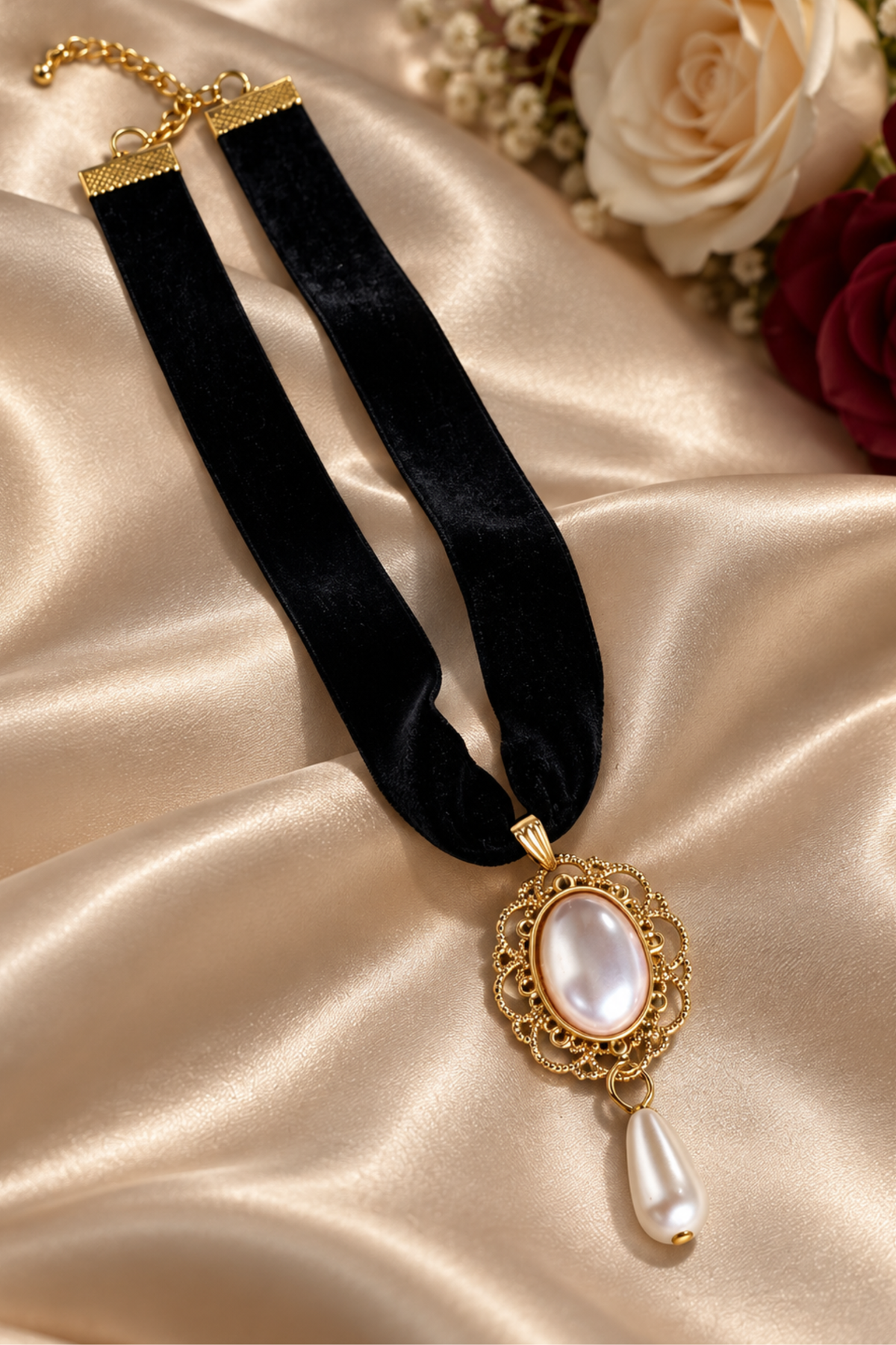 Vintage Pearl Pendant Choker - LZ015