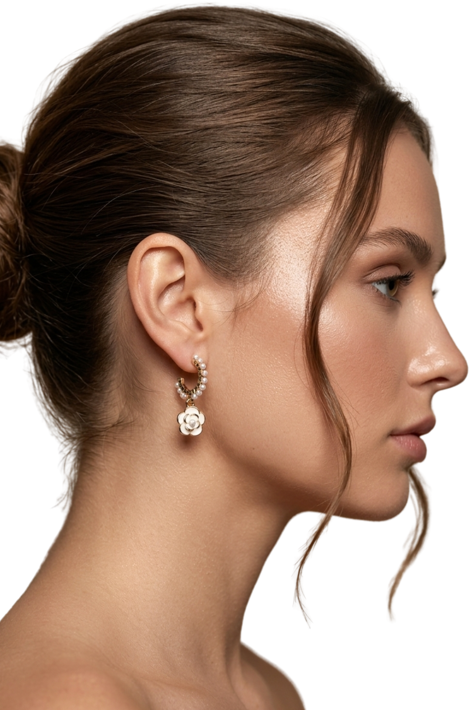 Premium Sampaguita with Pearlette Pair Earrings Gold Lining Filipiniana | Philippine Accessory - LZ011