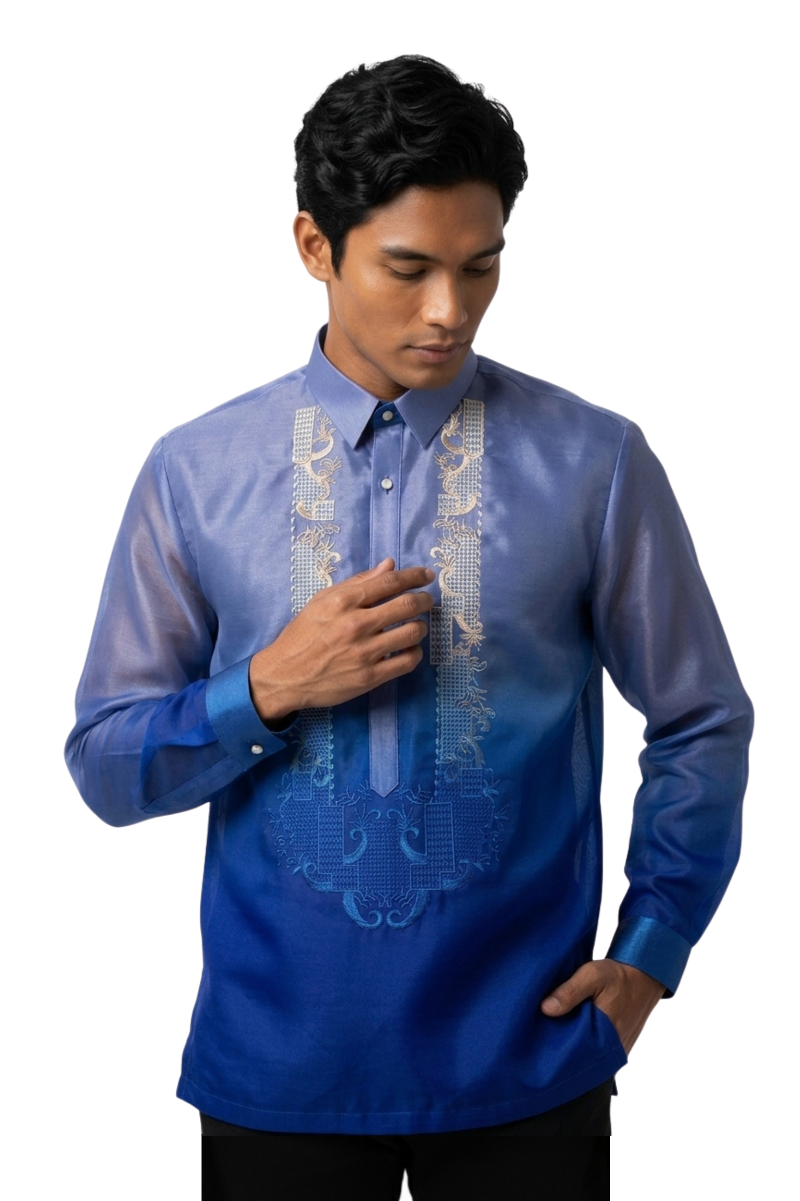 Organza Mono Blue Barong Tagalog -  Jerome - LST4
