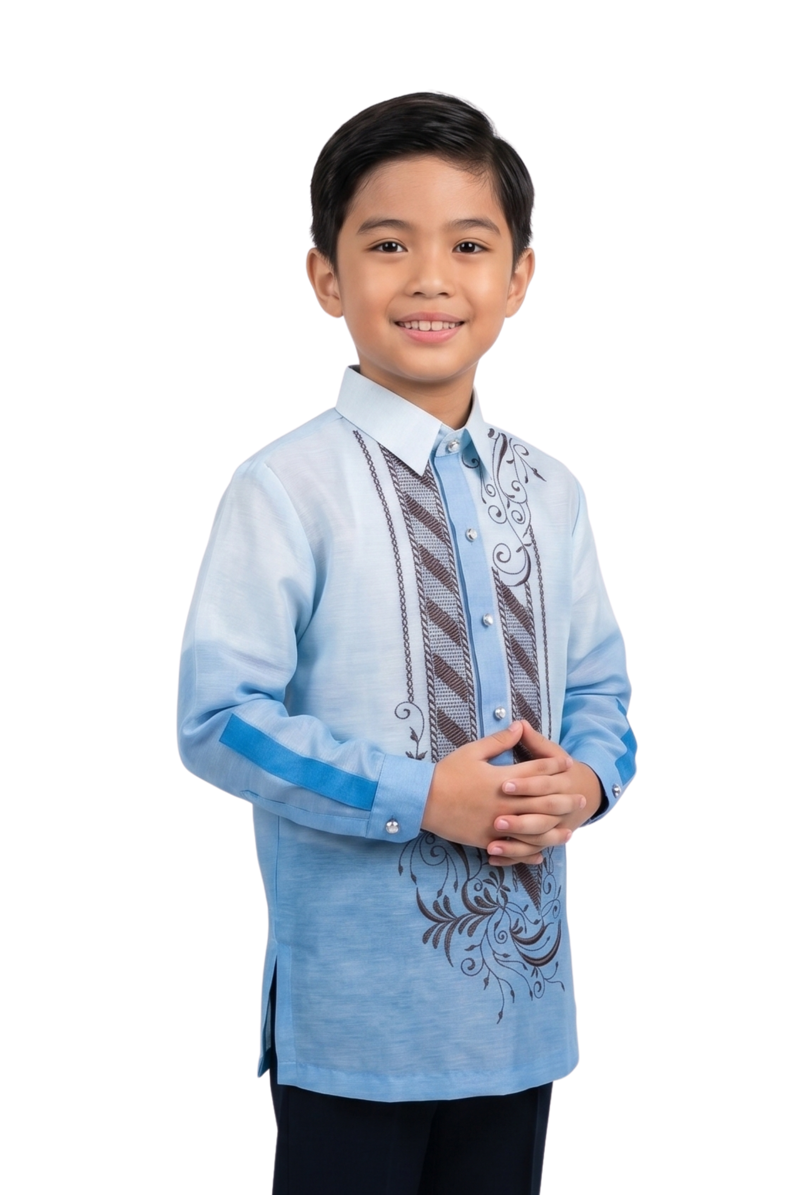 Boys Jusi Blue Barong Tagalog - Carlo - Size 12  - US910