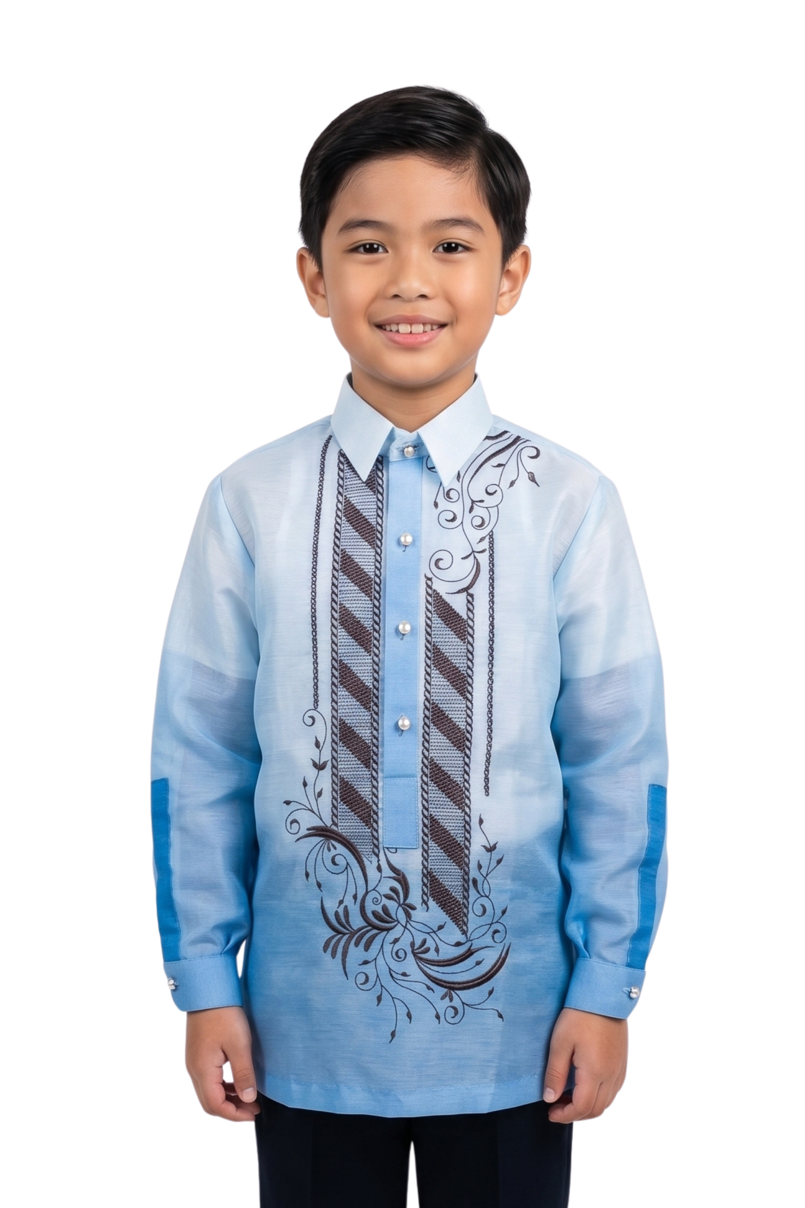 Boys Jusi Blue Barong Tagalog - Carlo - Size 12  - US910