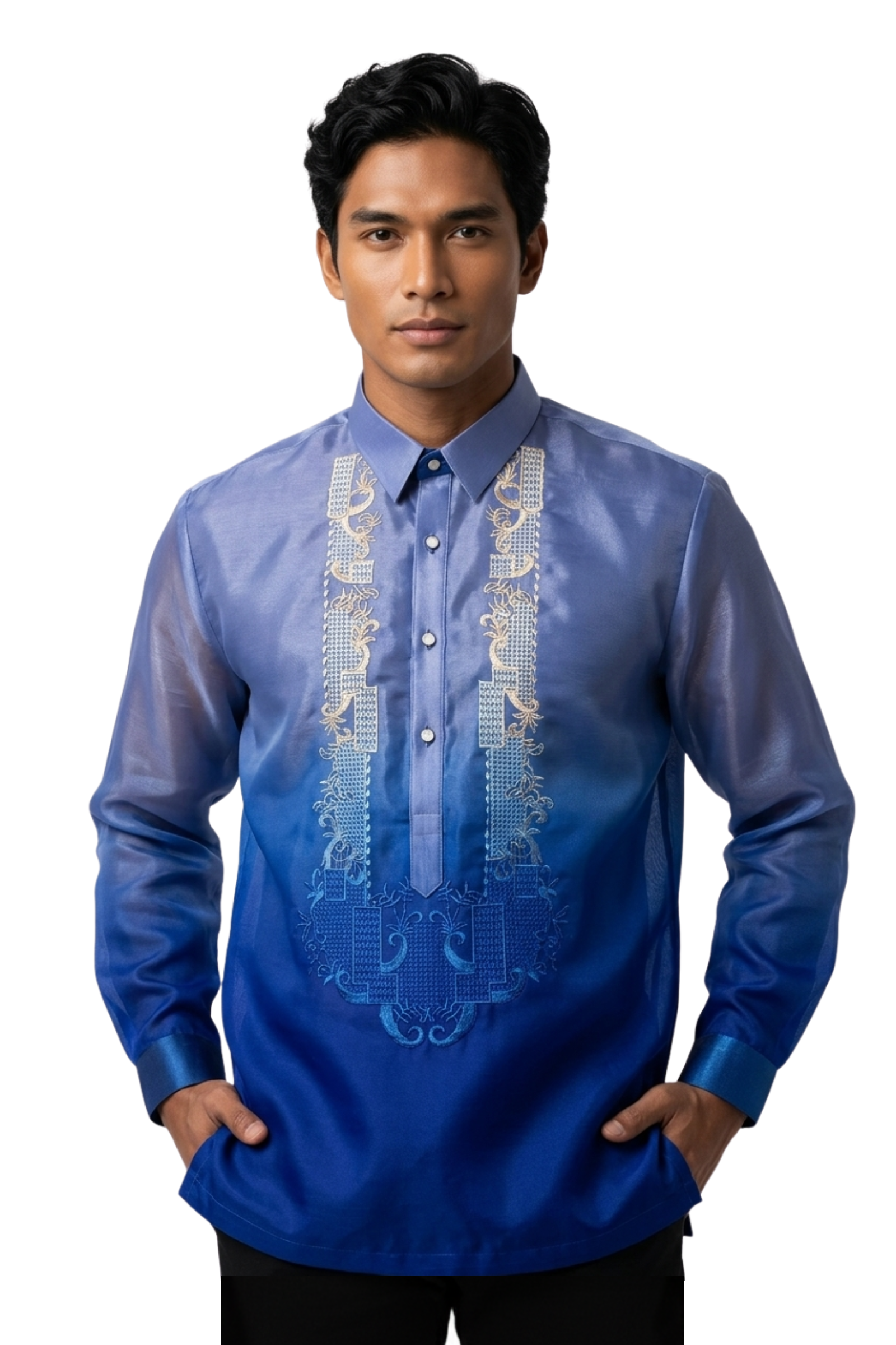 Organza Mono Blue Barong Tagalog -  Jerome - LST4