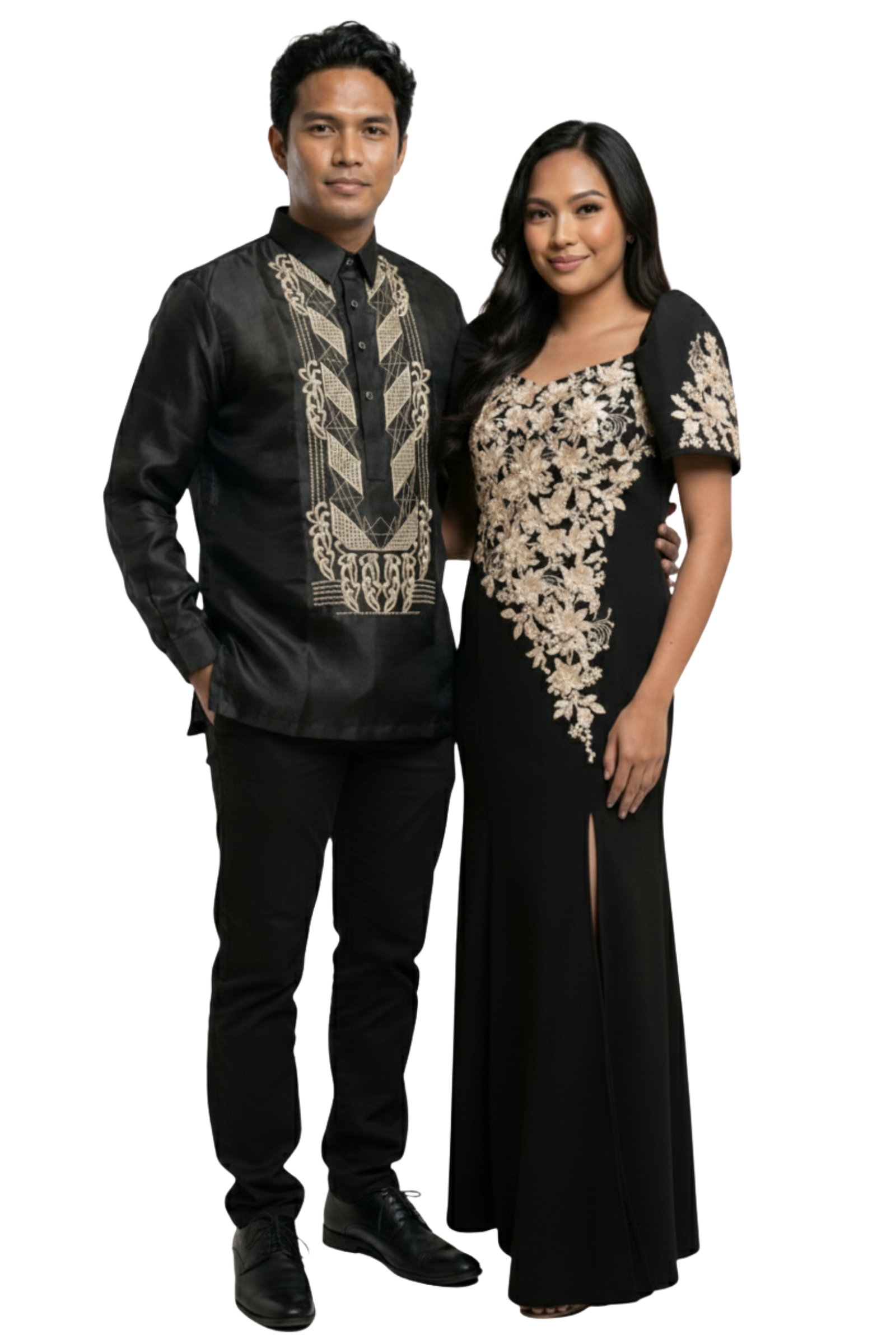 Premium Black Barong Tagalog Couple Set