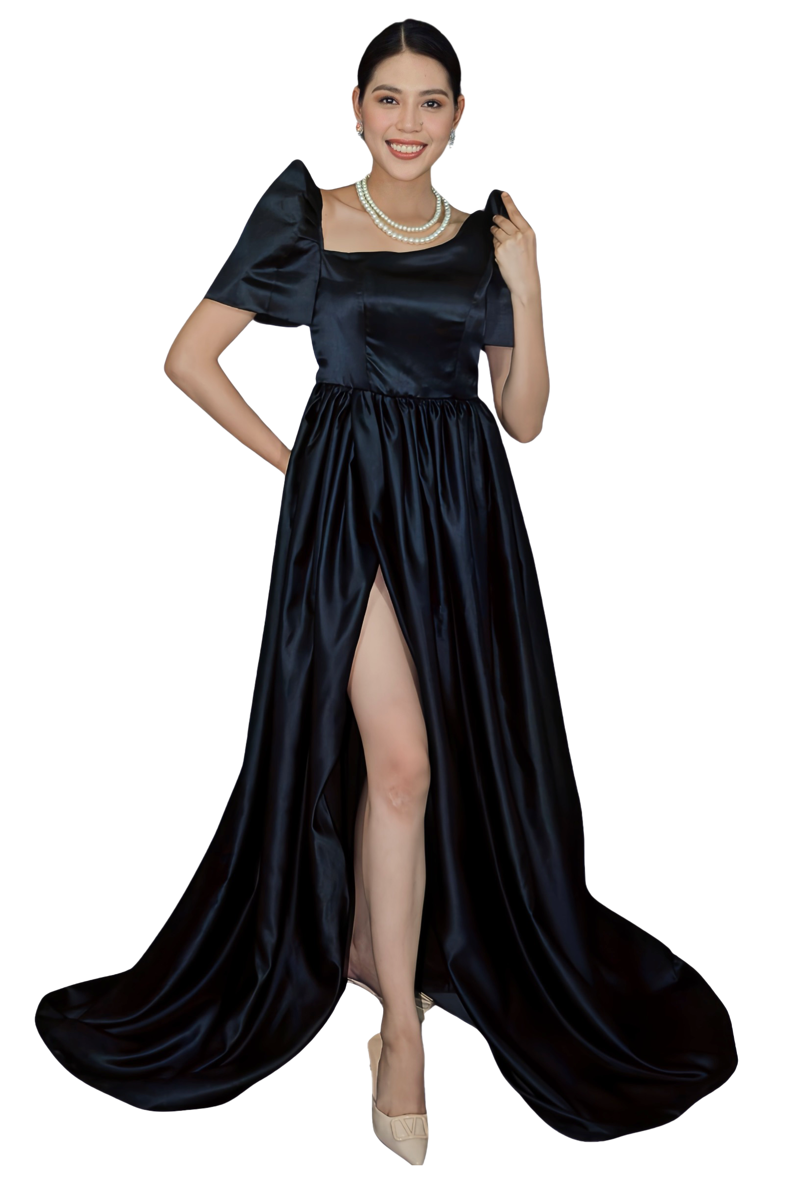 Elegant Black Filipiniana Gown