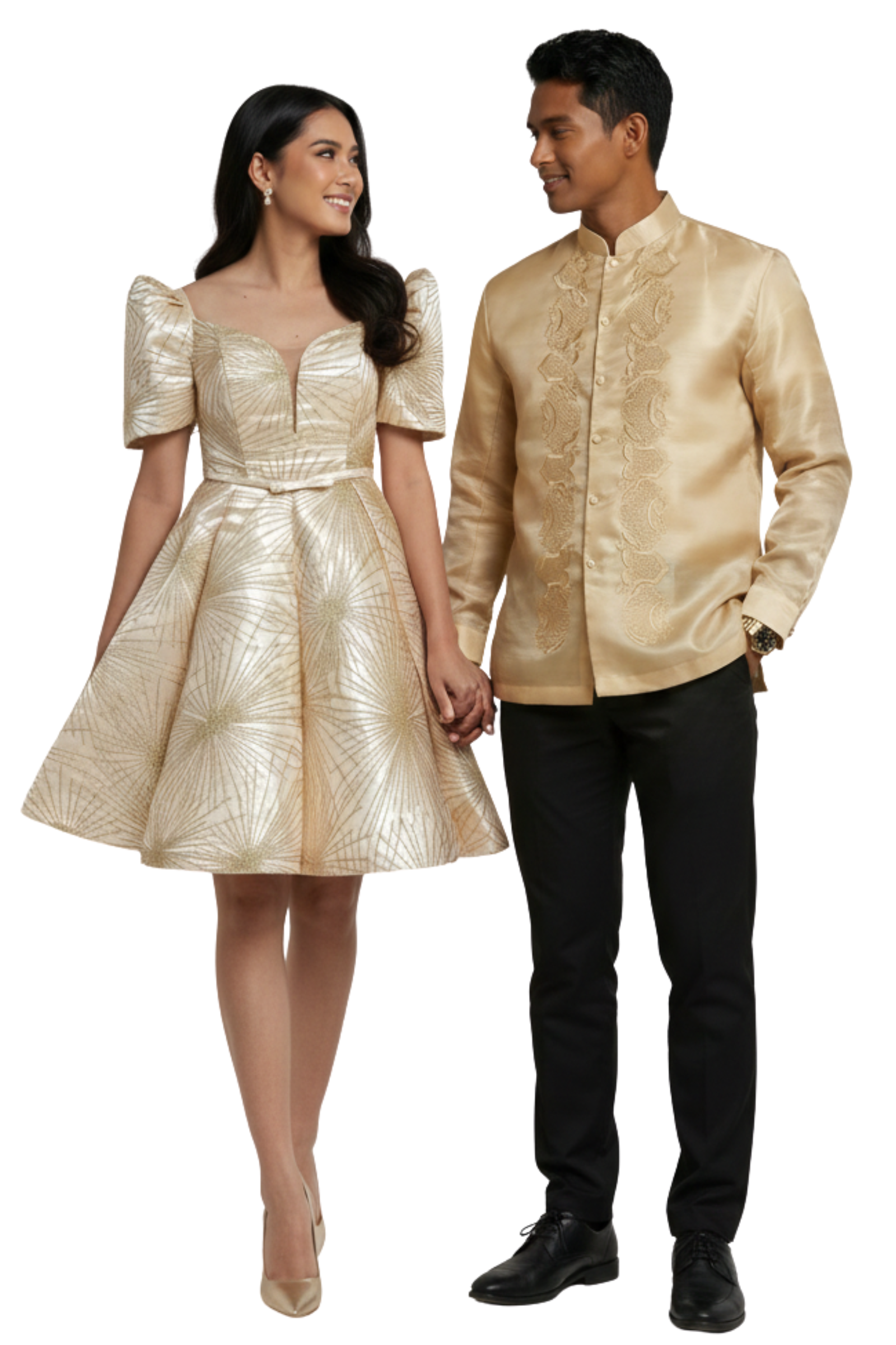 Golden Barong Tagalog Couple Set