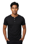 Black Short Sleeved Camisa De Chino 