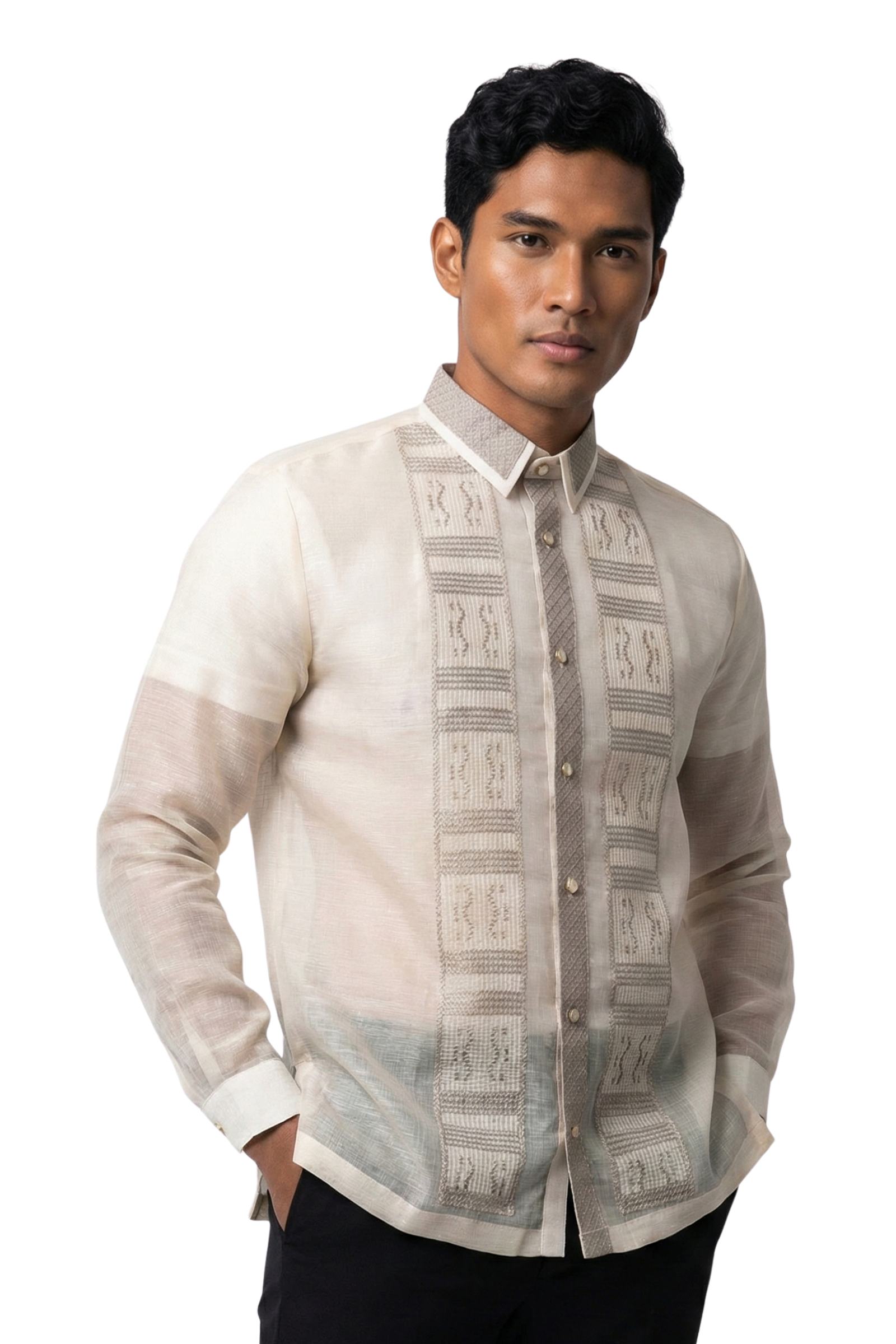 Pina Cocoon Premium Ivory Barong Tagalog - Darryl - JN67 – Barong World