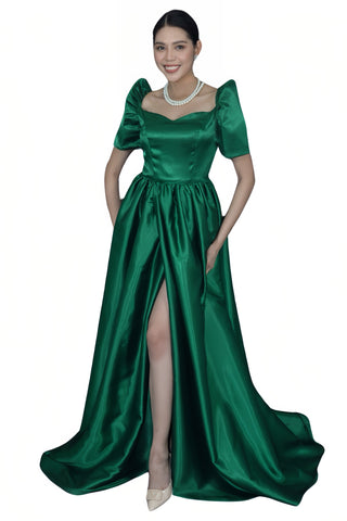 Emerald Green Duchess Long Gown - Euphy - JB607