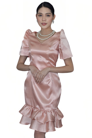 Premium Modern Filipiniana Dress Pink Duchess - Joy - JB605