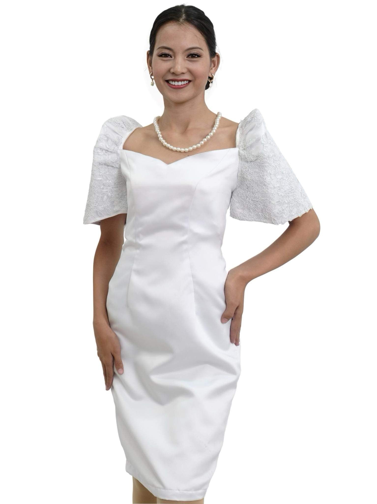 White Filipiniana Dress