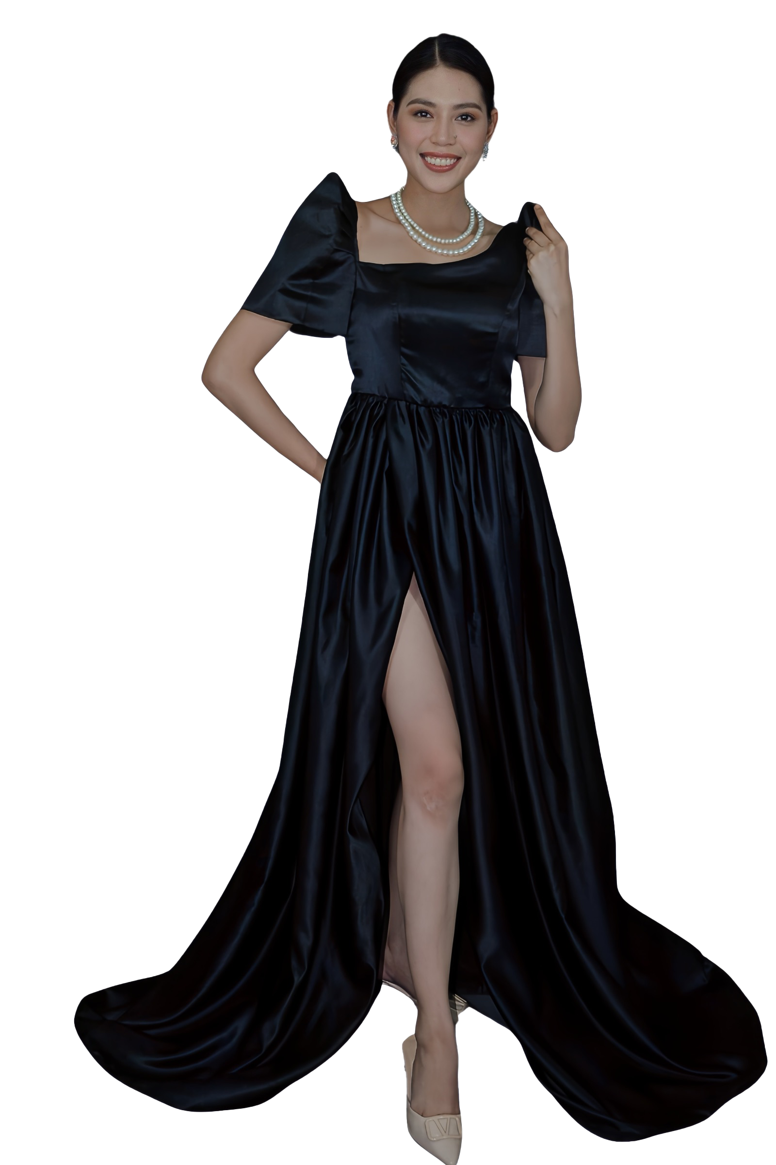 Midnight Elegance Black Modern Filipiniana Gown