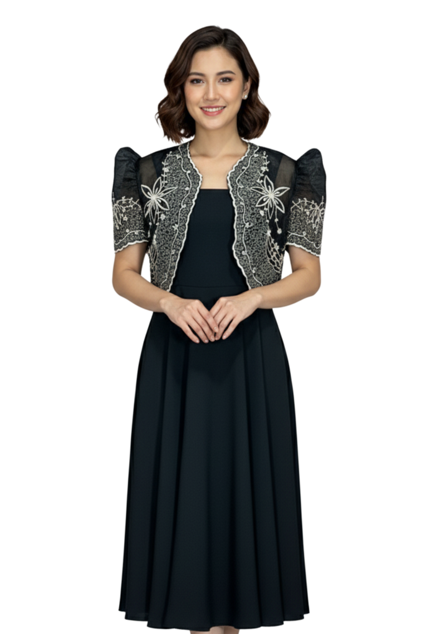Organza Black Elegant Filipiniana Bolero Set - Kylie Organza Black Elegant Filipiniana Bolero Set - Kylie