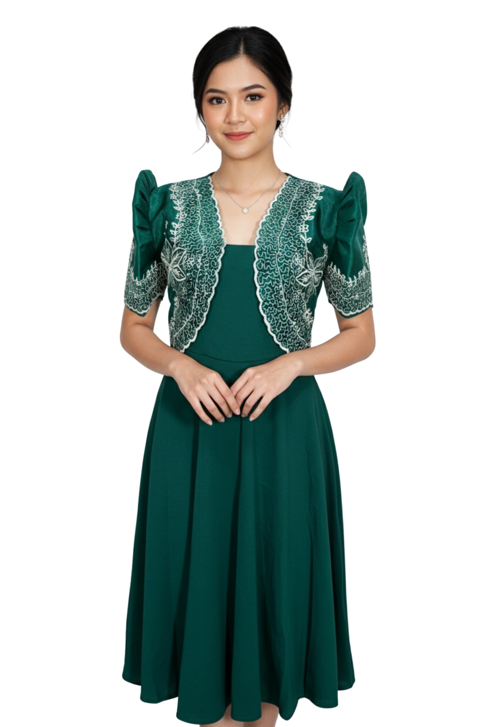 Organza Classic Emerald Green Filipiniana Bolero Set - Jade BWG05 Organza Classic Emerald Green Filipiniana Bolero Set - Jade BWG05