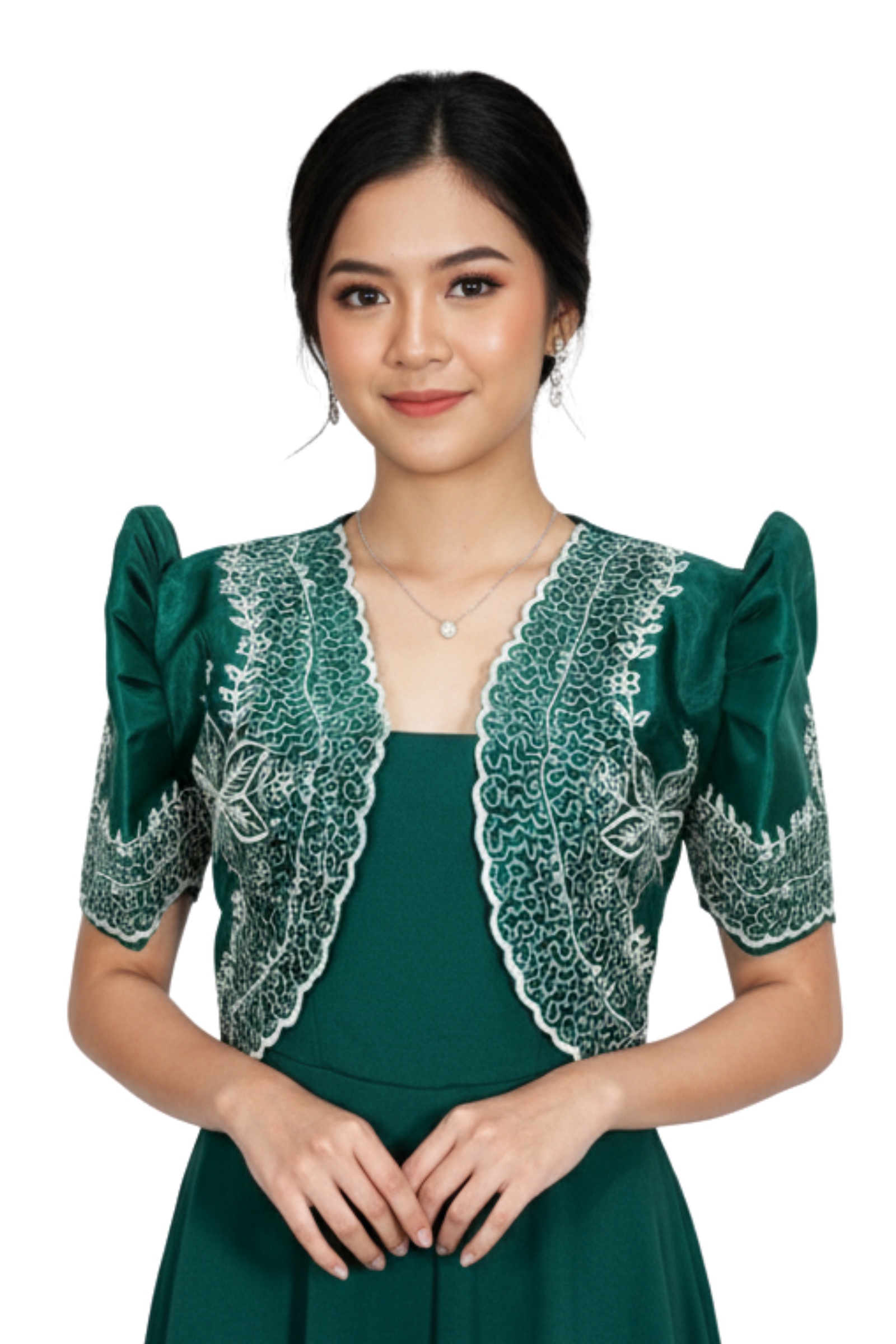 Organza Classic Emerald Green Filipiniana Bolero Set - Jade BWG05 Organza Classic Emerald Green Filipiniana Bolero Set - Jade BWG05