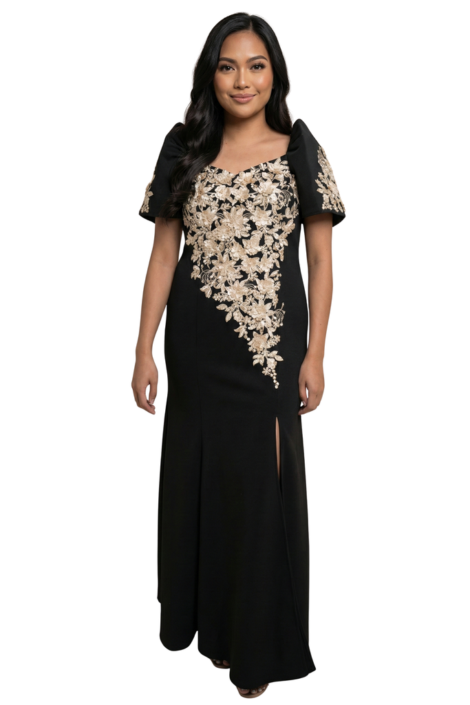 Premium Black Mestiza Filipiniana Elegant Serpentina Long Gown