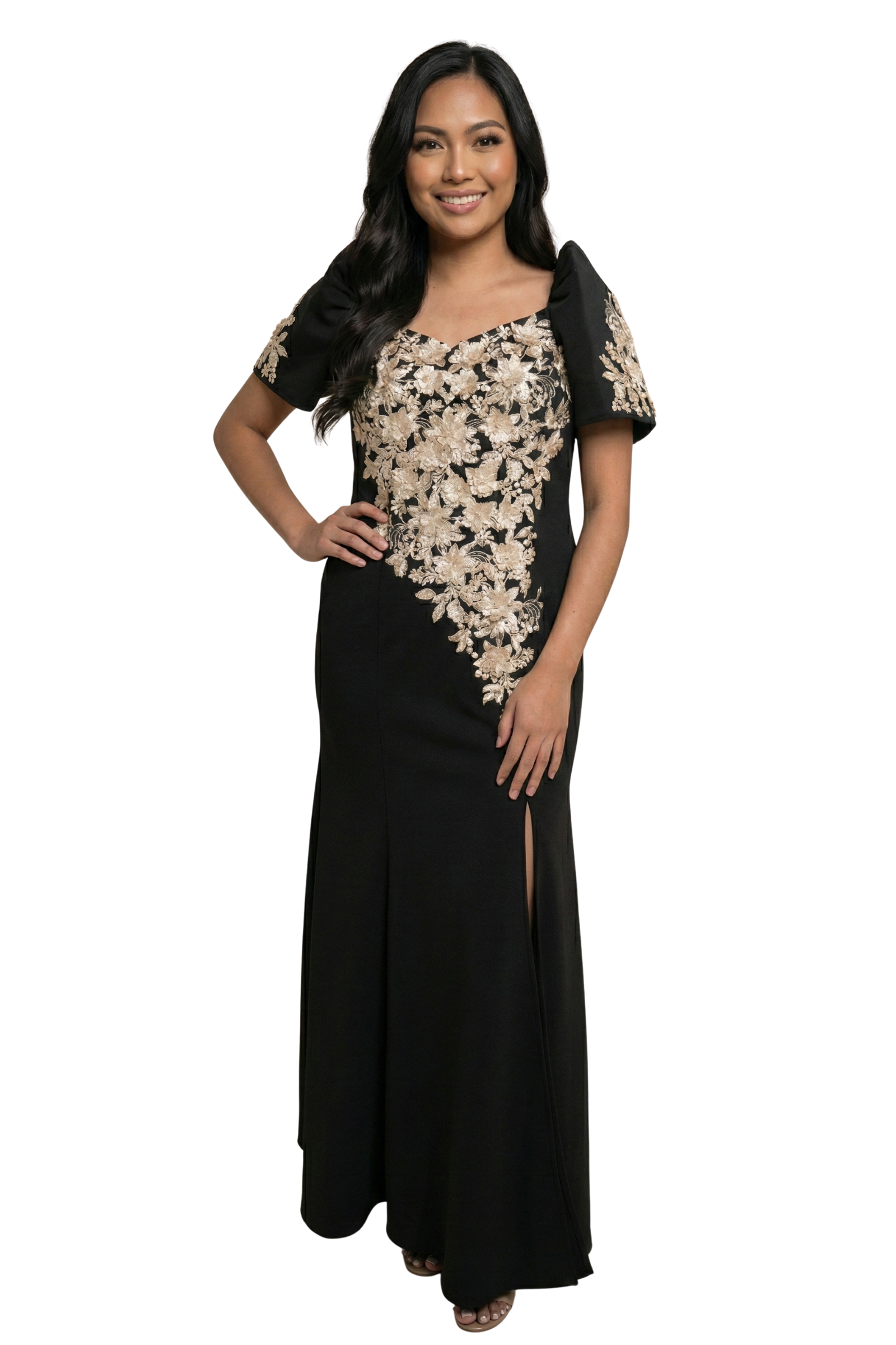 Premium Black Mestiza Filipiniana Elegant Serpentina Long Gown