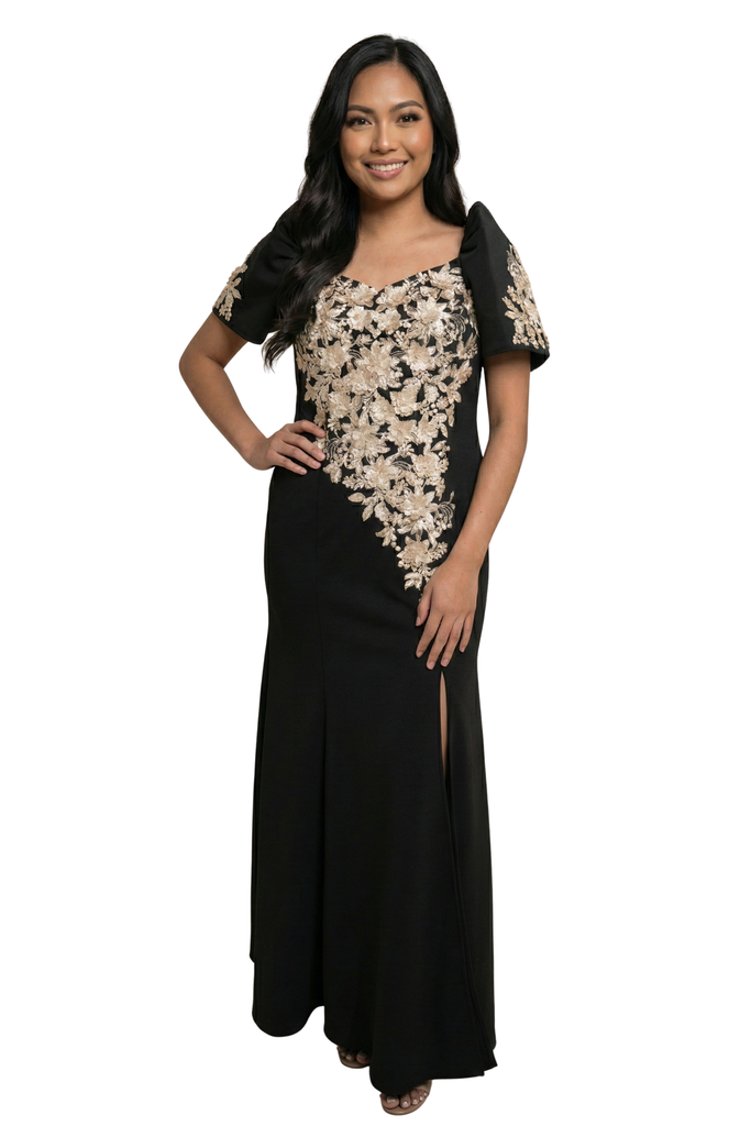 Premium Black Mestiza Filipiniana Elegant Serpentina Long Gown
