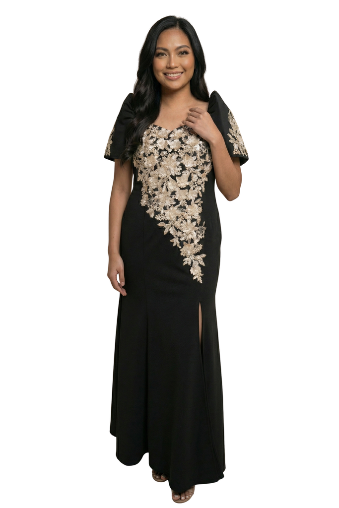 Premium Black Mestiza Filipiniana Elegant Serpentina Long Gown