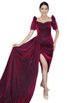 Burgundy Velvet Filipiniana Dress