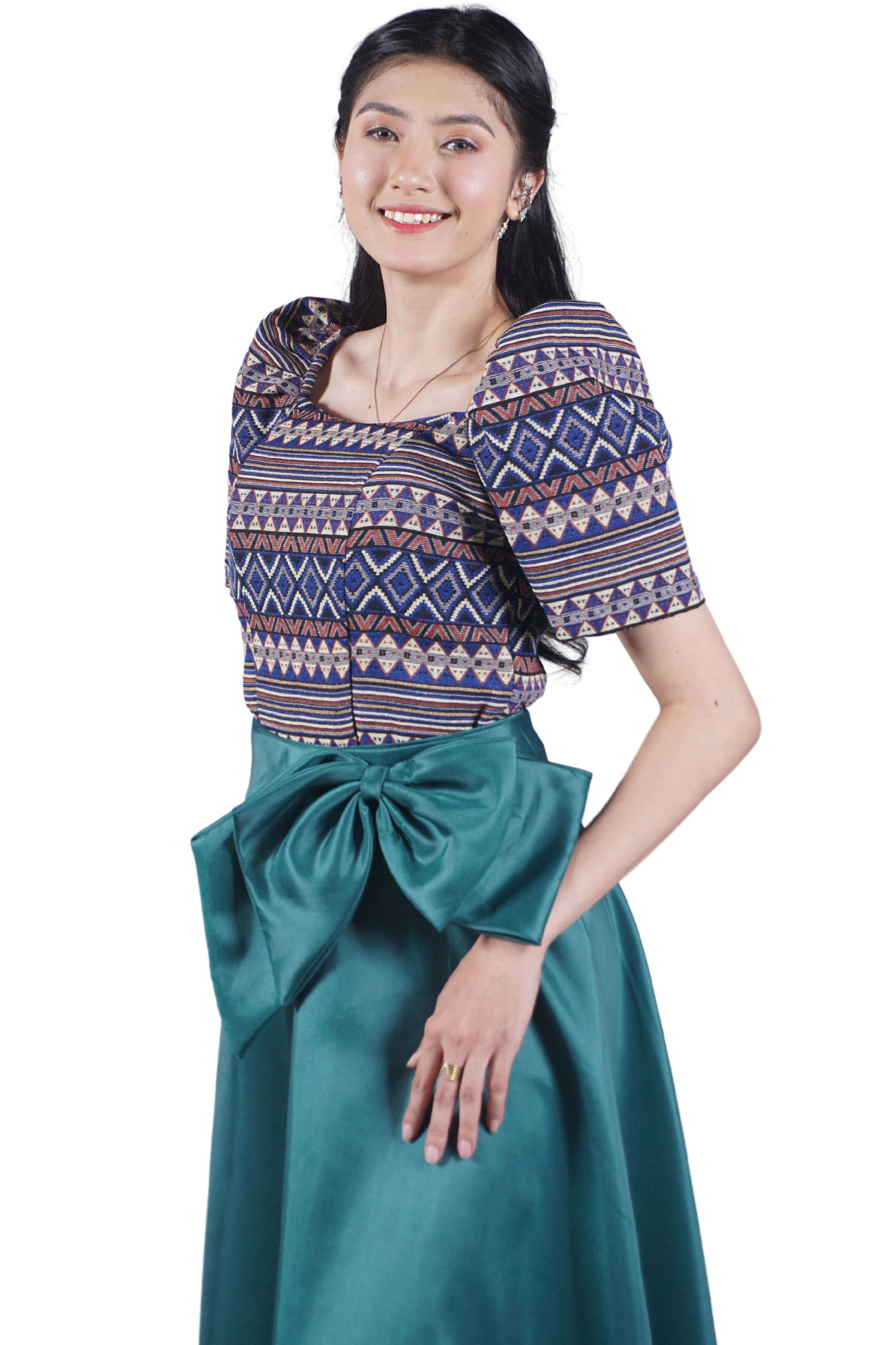 Ethnic Filipiniana Top and Long Skirt