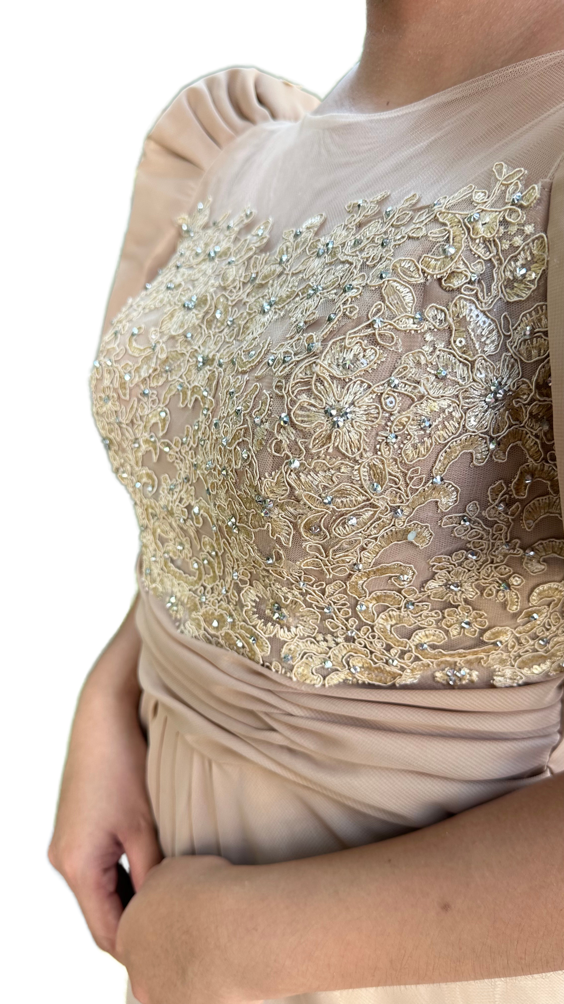 Dark Nude Lace Design Filipiniana