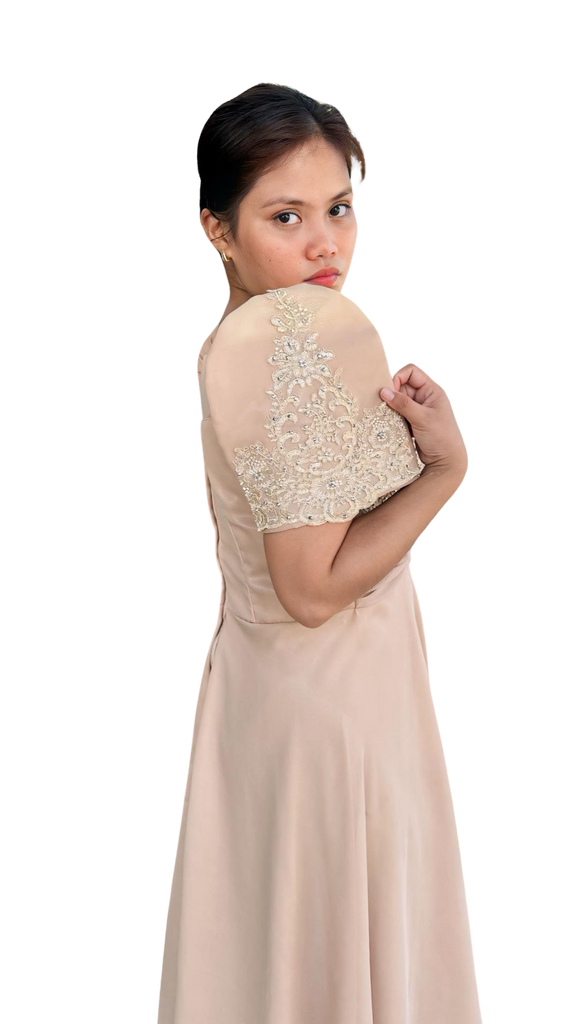 Filipiniana Dark Nude with Lace