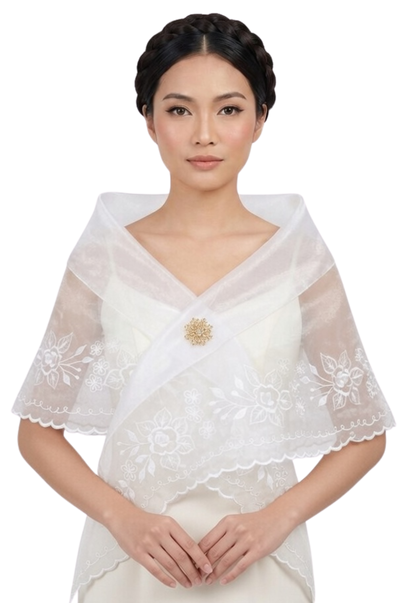 White Organza Filipiniana Alampay