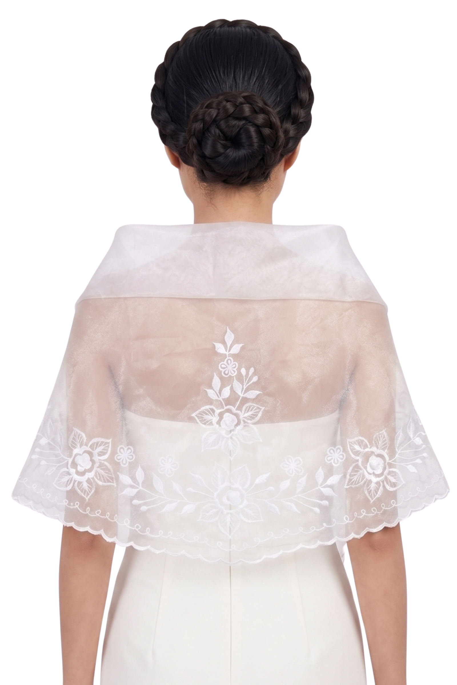 White Floral Filipiniana Shawl