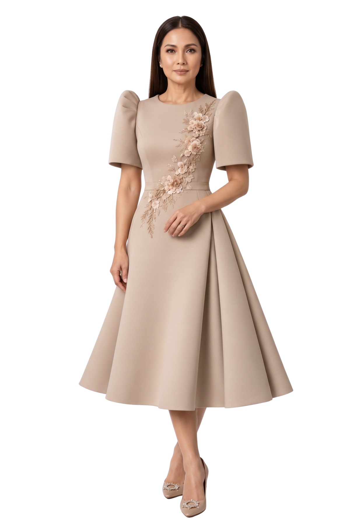 Beige Filipiniana Dress For Sale