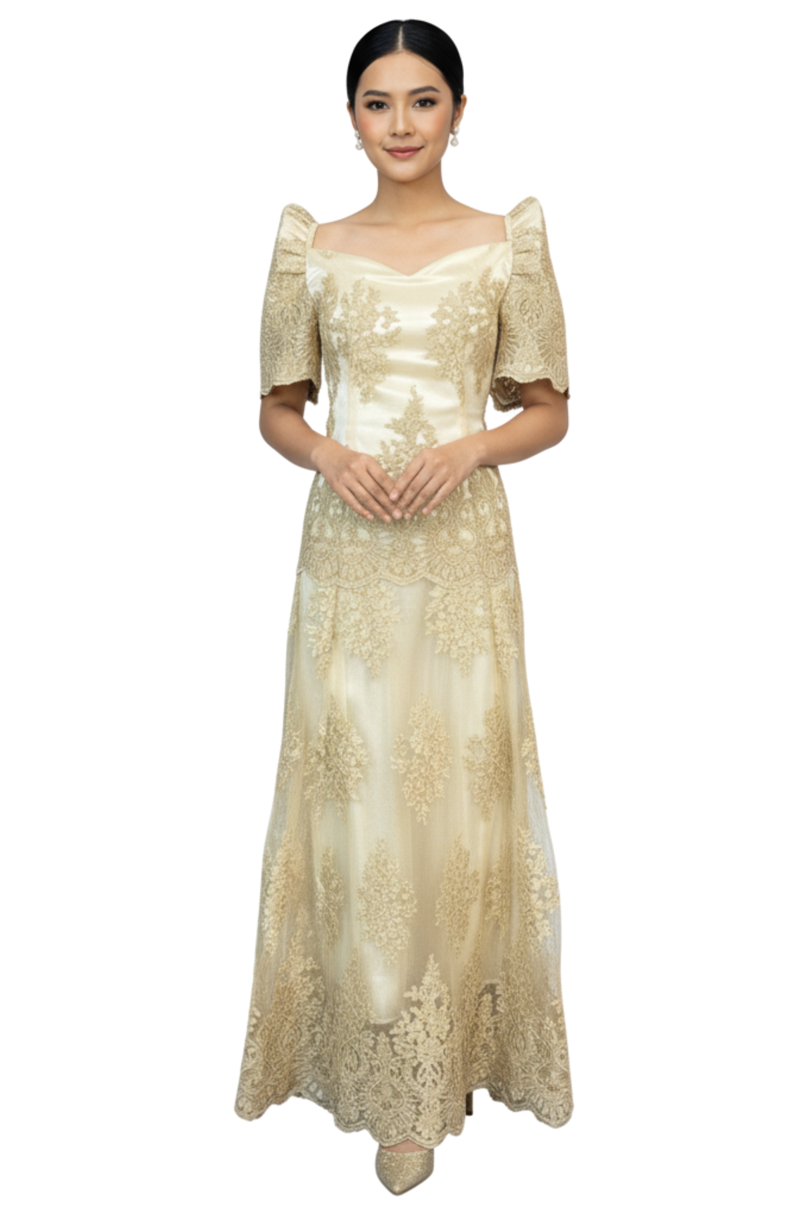 Principal Sponsor Elegant Modern Ninang Dress For Wedding Filipiniana Long Gown Chiffon Serpentina Cut Beige/Cream Principal Sponsor Elegant Modern Ninang Dress For Wedding Filipiniana Long Gown Chiffon Serpentina Cut Beige/Cream