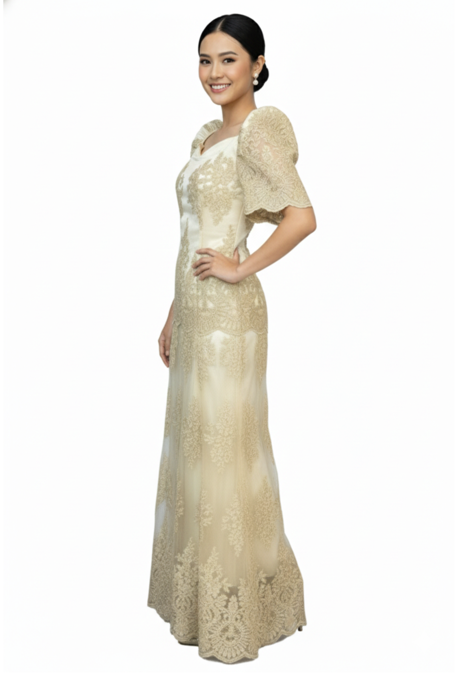 Premium Golden Filipiniana Dress